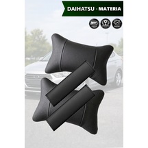 Daihatsu Materia Uyumlu Deri Kemer Koruyucu Deri Yastık Siyah Set Lüks