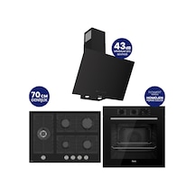 Flowart Turbolu Silenart QBL62CS - BL135 - D077SA Siyah Cam Ankastre Set