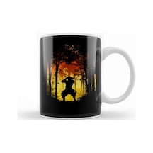 Samurai Ronin Forest Sun Raise Vector Yellow Kupa Bardak Porselen Karışık