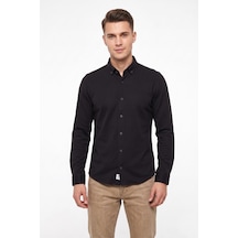 Advante Erkek Spor Slim Fit Uzun Kol Petek Dokulu Gömlek Bgl-st05483 Siyah