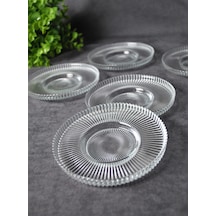 6'lı Cam Vargas Çay Tabağı Çizgili 12 Cm Şeffaf