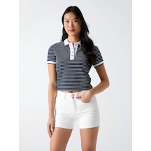 Guess Kısa Kollu Polo Yakalı Alphonsine Çizgili Kadın Çok Renkli Polo T-shirt W6gp17k2946-sb09 Çok Renkli