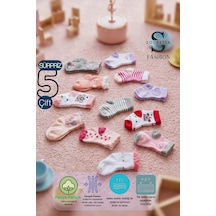 Socketta 5'li Karışık Renkli Sürpriz Paket Kız Bebek Pamuk Desenli Soket Çorap - Premium Çok Renkli
