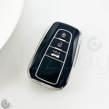 Toyota Corolla Rav4 Land Cruiser Camry Prado C-hr Tpu Anahtar Kılıfı Siyah Gümüş