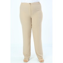 Ladies First Ladıes Fırst Büyük Beden 3570 Vizon Klasik Dar Paça Krep Pantolon