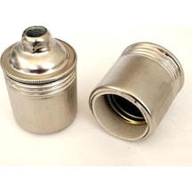 Düz Krom Metal E27 Duy Dekoratif Standart Avize Ampul Duyu Tr