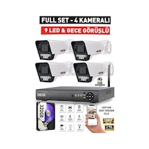 4 Kameralı Fullhd 5mp Lensli Gece Görüşlü 9 Led Güvenlik Kamerası Seti - 320gb