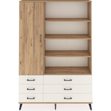 Arges Dolap 8 Raflı 6 Çekmeceli Tek Kapaklı 132x30x195 Çam-ç... Çam