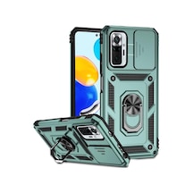 Redmi Note 10 Pro Kılıf Pars Lens Yüzüklü Silikon - Yeşil Bz8683140165512