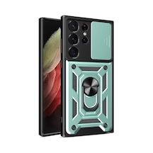 Galaxy S23 Ultra Kılıf Pars Lens Yüzüklü Silikon - Yeşil