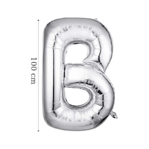 Folyo Balon B Harfi Helyum Balon 100 Cm Gümüş Renk - B Harf Balon - Harf Folyo Silver Balon Çok Renkli