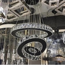 Ala Lighting Plaket Kristal Taş İşlemeli Krom Ayna Paslanmaz 3'lü Led Avize