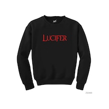 Lucifer Red Text Siyah Sweatshirt