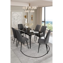 Orkide Yemek Odası Takımı 6 Kişilik Bayb Face Kumaşlı 6 Sandalyeli Gri - 682582533 Gri