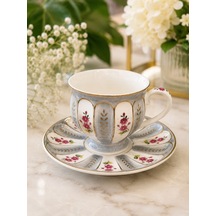 6 Kişilik Porselen Marinette Gray Double Kahve Fincanı -6124 Çok Renkli