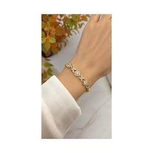Xuping Rose Gold Renginde Sonsuzluk Motifli Zirkon Taşlı Kadın Bileklik Altın