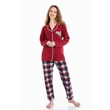 Vishenka Boydan Düğmeli Pamuklu Gömlek Yaka Kadın Pijama Takım