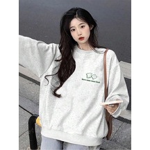 Slogan Grafikli Düşük Omuz Oversize Sweat-trzksw3197 Açık Gri Slogan Grafikli Düşük Omuz Oversize Sweat-trzksw3197 Açık Gri