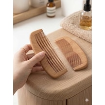 Ahşap Saç Tarama Tarağı, Doğal Malzeme, 2'li Set