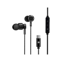 Kablolu Kulak İçi Mikrofonlu Kulaklık Type-c Pc Telefon Uyumlu Ses Kontrollü Siyah Dhh1127bk