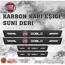 Fiat Doblo Uyumlu Deri Karbon Kapı Eşiği Koruyucu Bant 4 Adet