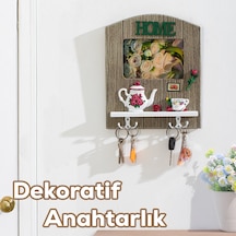 Porsima 2070 Duvara Montajlı Dekoratif Anahtarlık - Duvar Askılı Anahtar Düzenleyici 22x26,5cm Çok Renkli