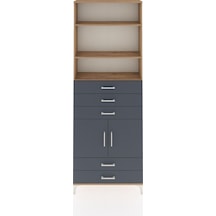 Arges Dolap 4 Raflı 5 Çekmeceli 2 Kapaklı 88x30x243 Çam-antrasit Çam