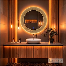 Zenith Amber Led'li Lazer Kumlamalı Lavabo & Banyo Aynası Dokunmatik Sensörlü 70 X 70 Turuncu
