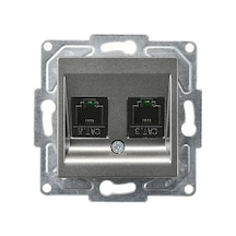 Eqona Radius Neoline Data + Nümeris Telefon Prizi Rj45 Cat6 + Cat3 , Füme Mekanizma + Tuşkapak