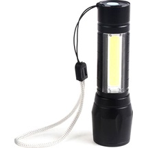 Mini Çok Güçlü Şarjlı El Feneri Xpe Cob Led Watton Wt 030 Siyah