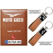 Plakanıza Özel Motoguzzi Logolu Taba Ruhsat Kabı Ve Anahtarlık