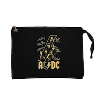 Ac Dc Silüet İmza Siyah Clutch Astarlı Cüzdan / El Çantası