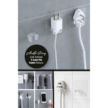 4lü Şeffaf Güçlü Kendinden Yapışkanlı Kablo Fiş Priz Askısı