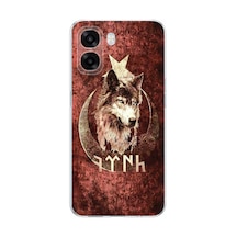 Oppo A6t - A6x Uyumlu Göktürk Yazılı Ve Bozkurt Desenli Baskılı Silikon Kılıf Renkli