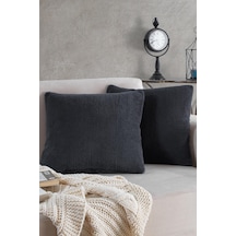 Maisonart Sofa 2 Adet Antrasit Renk Welsoft Kırlent Kılıfı Yastık Kılıfı 44x44 Cm