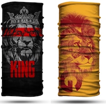 Dair Aslan King Desenli 2'li Set Boyunluk Bandana Outdoor Balaklava Yüz Maskesi Kafa Bandı