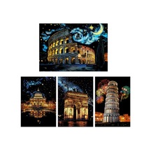 Scratch Art Kazıma Çizim Seti Antik Şehir Eserleri 4 Adet Ahşap Kalemli A3 Hobi & Sanat Tablosu