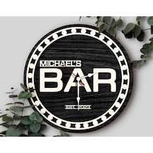 Bk Gift Barlara Özel Dekoratif Siyah Ahşap Duvar Saati 35cm-2 , Bar Duvar Saati , Cafe Duvar Saati , Özel Ahşap Saat Kobitmeyen138332 Bk Gift