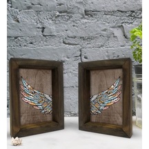 Bk Gift Dekoratif 2'Li Doğal Masif Ahşap Çerçeve 15X20Cm-69