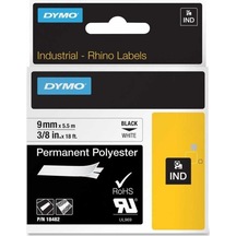 DYMO Rhino Pro Sabit Polyester Şerit 9mmx5,5m Beyaz/Siyah (18482)