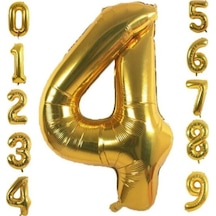 4 Yaş Doğum Günü Parti Kutlama Rakam Folyo Balon Altın Renk 36 Cm 16 Inç