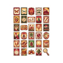 30 Adet Nostaljik Posta Pulu Tasarımlı Sticker Seti - Laptop Defter Scrapbook İçin Vintage Paket Çok Renkli