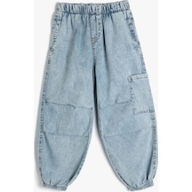 Koton Kot Pantolon Kat Detaylı Cepli Pamuklu - Parachute Jean Lıght Indıgo 4skb40014td 4SKB40014TDLIN Açık Mavi