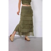 İtalyan 2 Beden Ince Gösteren Kat Kat Ipek Etek & Straplez Elbise Açık Haki İtalyan 2 Beden Ince Gösteren Kat Kat Ipek Etek & Straplez Elbise Açık Haki