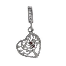 Kadın Kırmızı Kalp Detay Hayat Ağacı Model Gümüş Charm