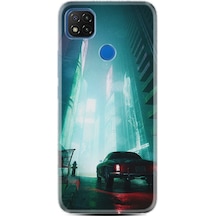 Xiaomi Redmi 9C Kılıf +Kablo Koruyucu Night Cars 1619