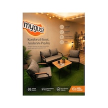 Mygusi Erva Serisi Balkon, Bahçe, Cafe - Metal Kanepe Koltuk Takımı - 211 40 70 Sehpalı - Kahverengi
