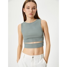 Koton Pencere Detaylı Kısa Atlet Slim Fit Bisiklet Yaka Haki 4sal30107ık Haki