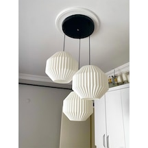 Origami Modern Bohem 3lü Sarkıt Avize Oturma Odası,salon,çocuk Odası,ofis Şık Ve Rustik Aydınlatma Siyah