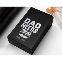 Bk Gift Kişiye Özel İsimli Babalar Günü Tasarımlı Siyah Metal Sigara Tabakası ,babalar Günü Hediyesi , Babaya Hediye , Sigara Tabakası-7